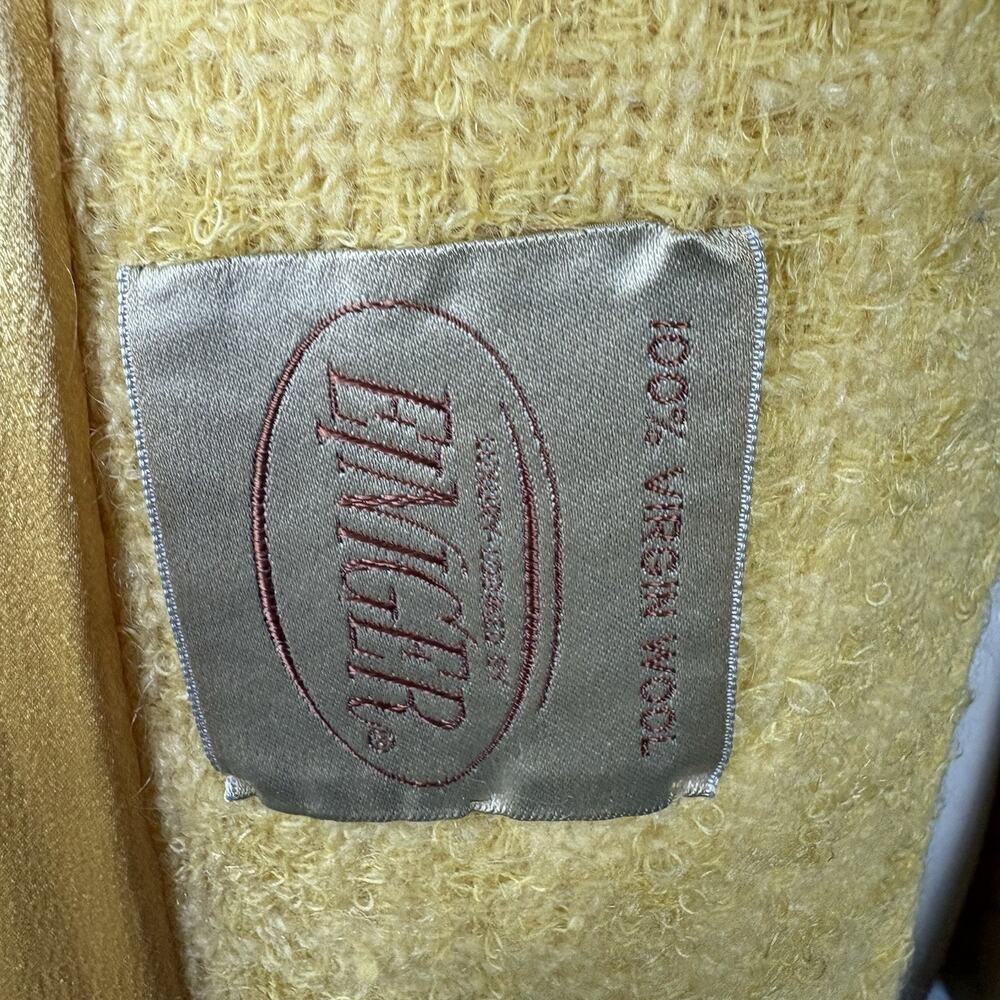 Vintage 60s Car Coat Boucle Tweed Wool Yellow MCM Mod Yellow Size M - Picture 10 of 13